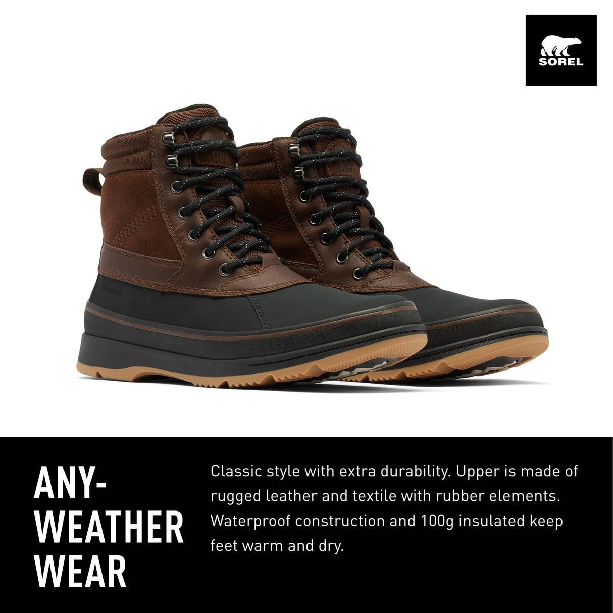 Sorel Ankeny 2 Boot Plus WP, Botas de invierno impermeables, Hombre, Tobacco Black Collection 2024 2025, 46 EU