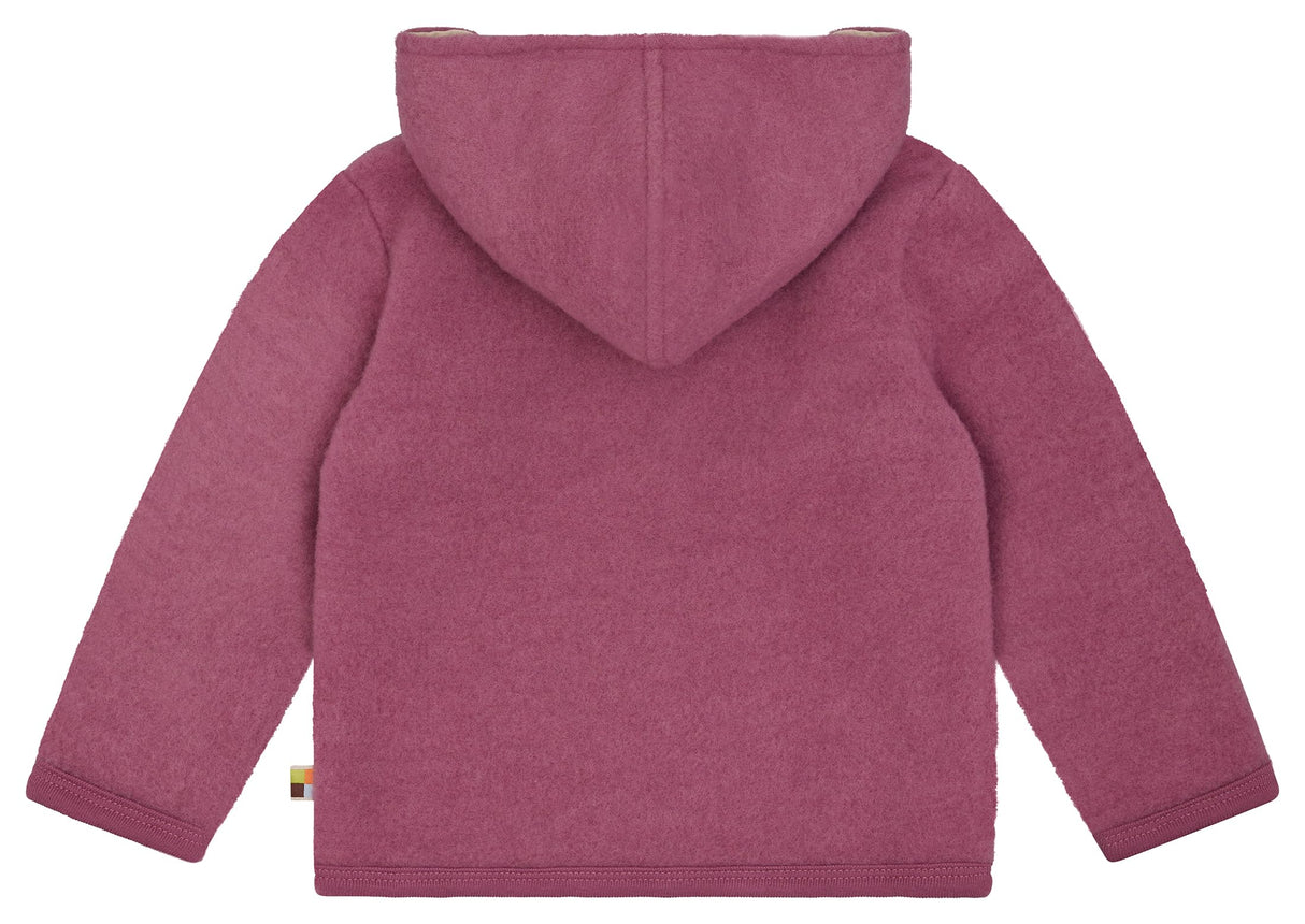 loud + proud Wollfleece mit Kapuze, Gots Zertifiziert Chaqueta de Forro Polar de Lana, Morado, 146-152 para Niñas