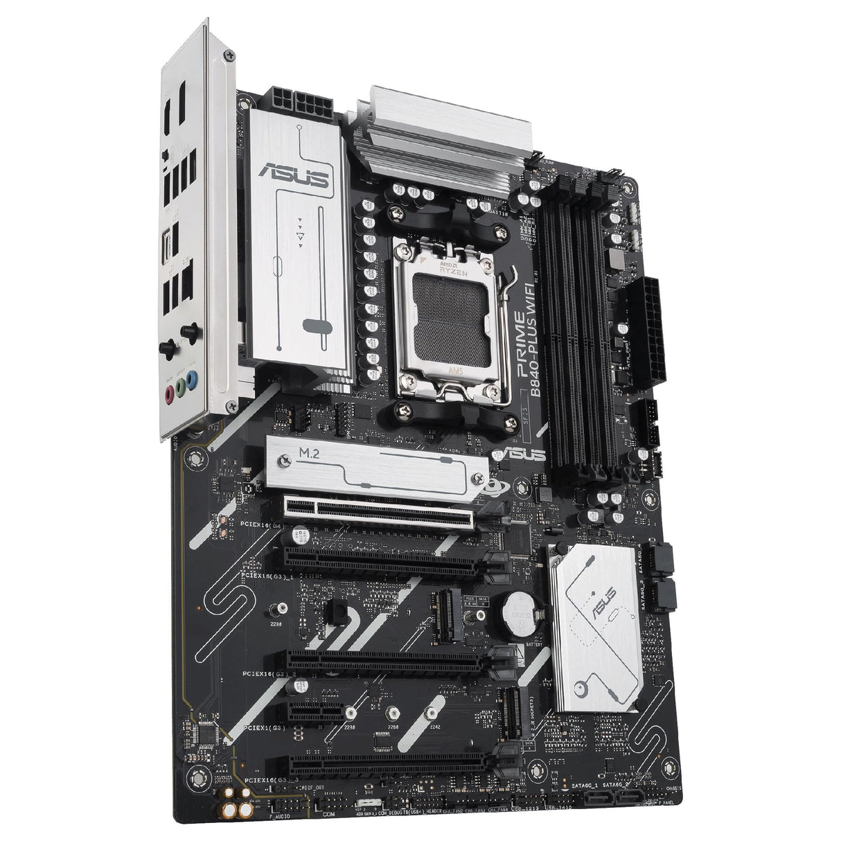 ASUS Prime B840-PLUS WiFi - Placa Base AMD ATX, DDR5, PCIe 4.0 Ready, Tres Ranuras M.2, Wi-Fi 6E, Realtek 2.5Gb Ethernet, DisplayPort, HDMI, USB 10Gbps Tipo-A y Tipo-C, BIOS Flashback, Aura Sync