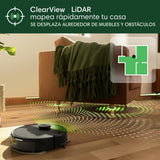 iRobot Roomba 105 Combo, Aspirador y friegasuelos, Clearview LiDAR Mapeo Inteligente, 7000Pa,120 mins,4 Fases, SmartScrub, Evita obstáculos, Zonas exclusión, Recarga y reanuda,App, 3 Modos Limpieza_N