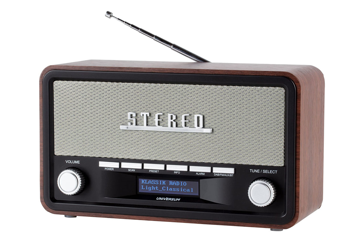 UNIVERSUM DR 350-21 Radio de Mesa Dab+, FM AUX, Bluetooth® con función Despertador marrón