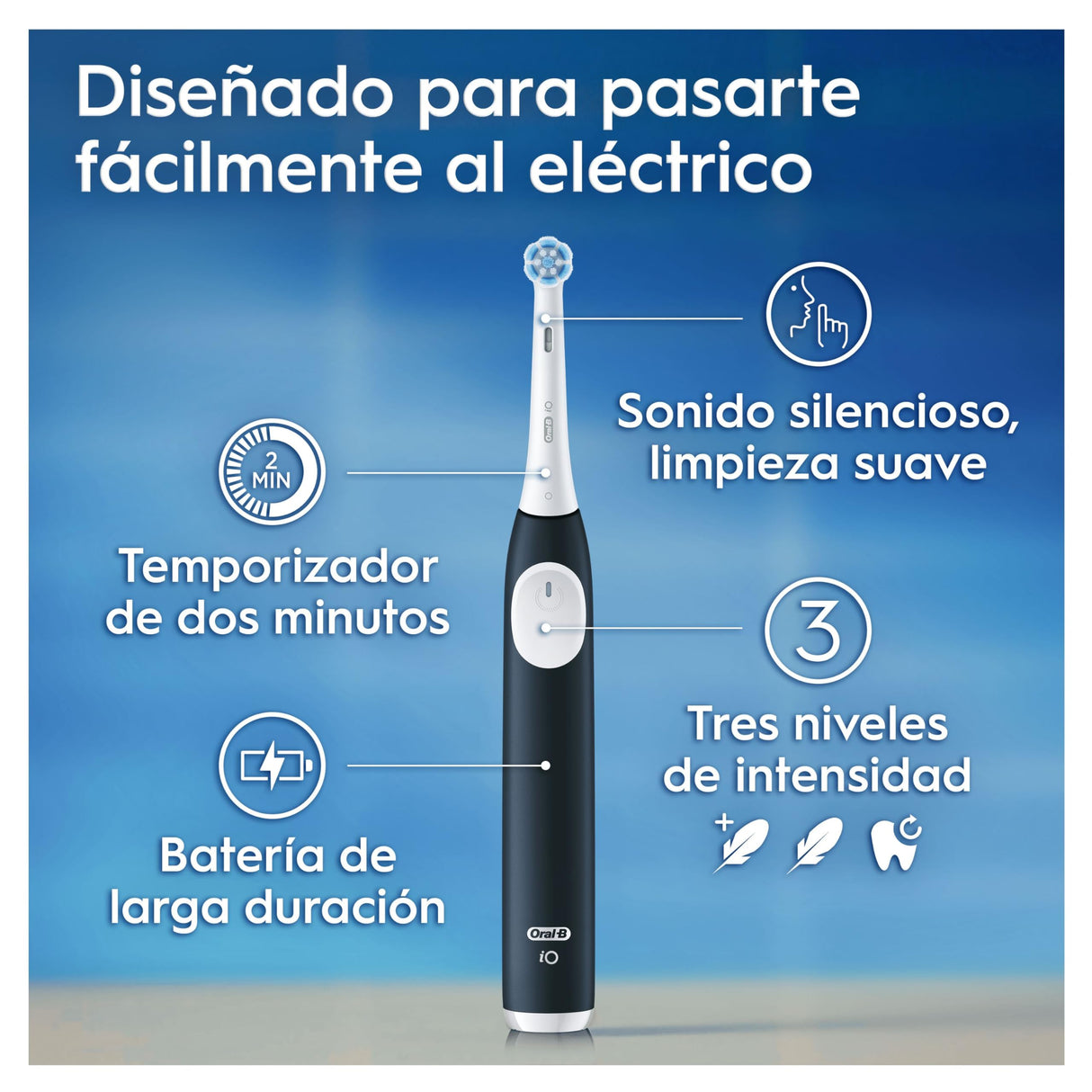 Oral-B iO 2 Pack de 2 Cepillos de Dientes Eléctricos Negro Noche y Verde Bosque, 2 Cabezales, 1 Estuche de Viaje, 1 Portarrecambios, 3 Modos De Cepillado, Sensor De Presión y Temporizador