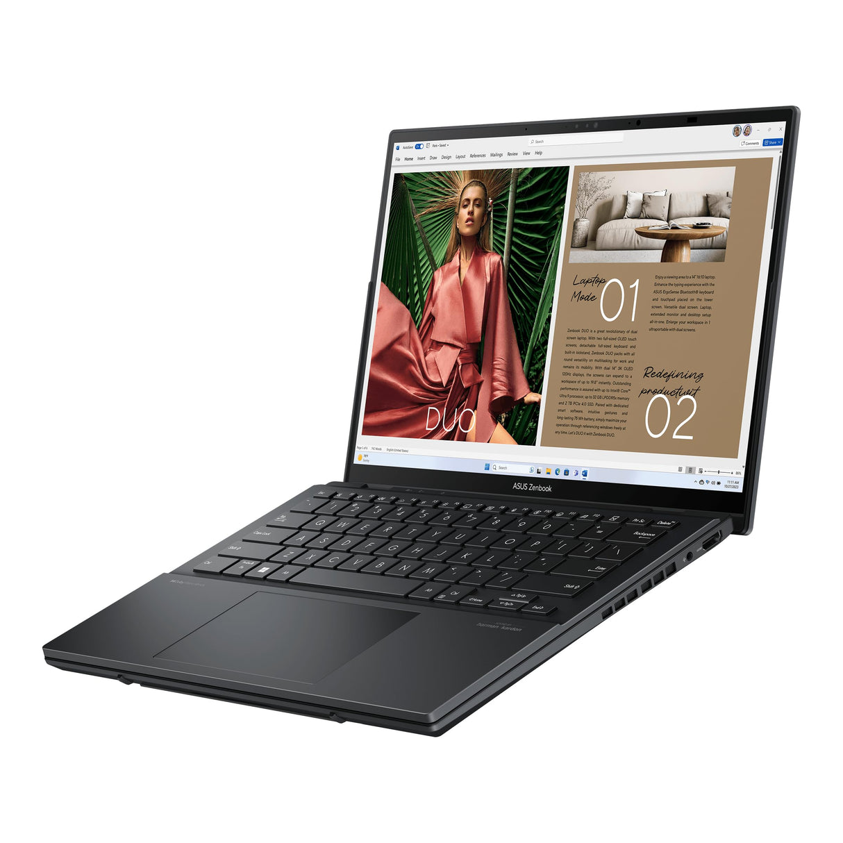 ASUS Zenbook Duo OLED UX8406CA-QL078W - Ordenador Portátil 14" WUXGA 120Hz (Intel Core Ultra 9 285H, 32GB RAM, 1TB SSD, ARC 140T, Windows 11 Home) Pantalla táctil, Gris - Teclado QWERTY español