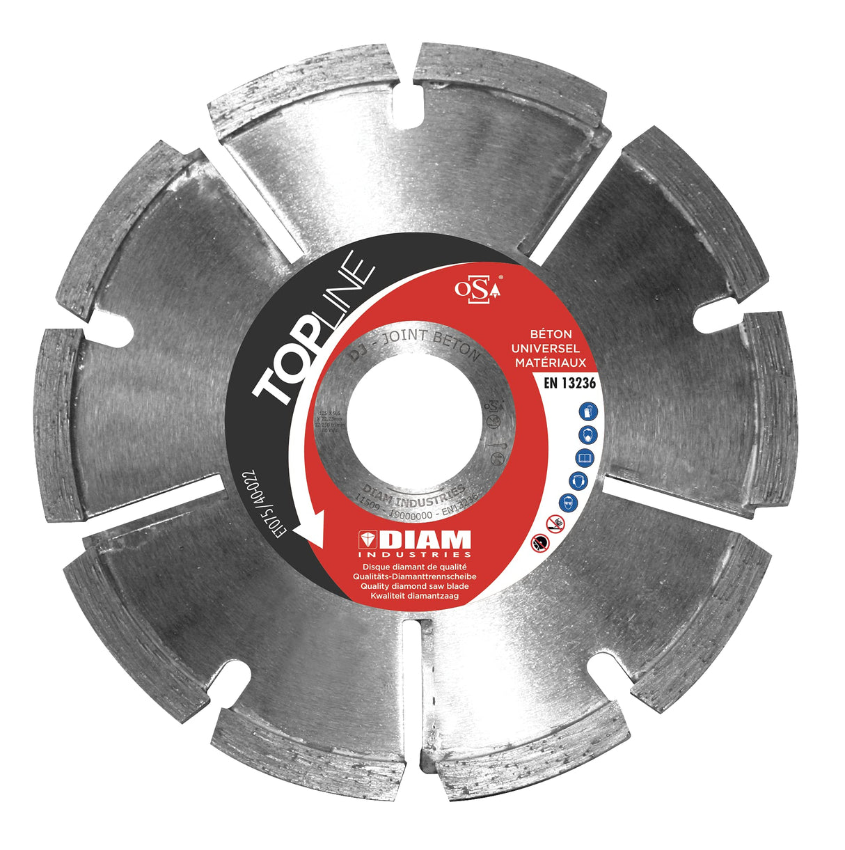 DIAM INDUSTRIES Disco de sellado profesional de 125 mm x 22,2 mm, segmentos rectos de ladrillo, bloque de cemento