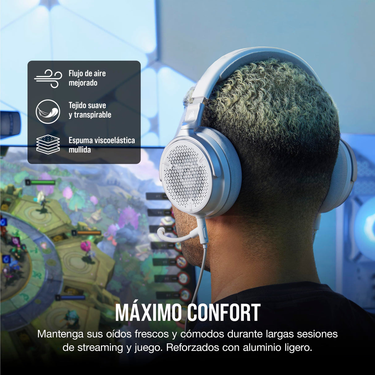Corsair VIRTUOSO PRO Auriculares con Cable para Juegos Multiplataforma de Espalda Abierta - Micrófono Desmontable - Controladores Grafeno - PC, Mac, PS5, PS4, Xbox, Nintendo Switch, Móvil - Blanco