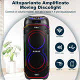 Trevi XFest XF 3600 Pro - Altavoz inalámbrico de 200 W, Altavoz portátil con micrófono inalámbrico Incluido, entradas USB, Micro SD, AUX-IN, función TWS, Karaoke Party Speaker con batería integrada