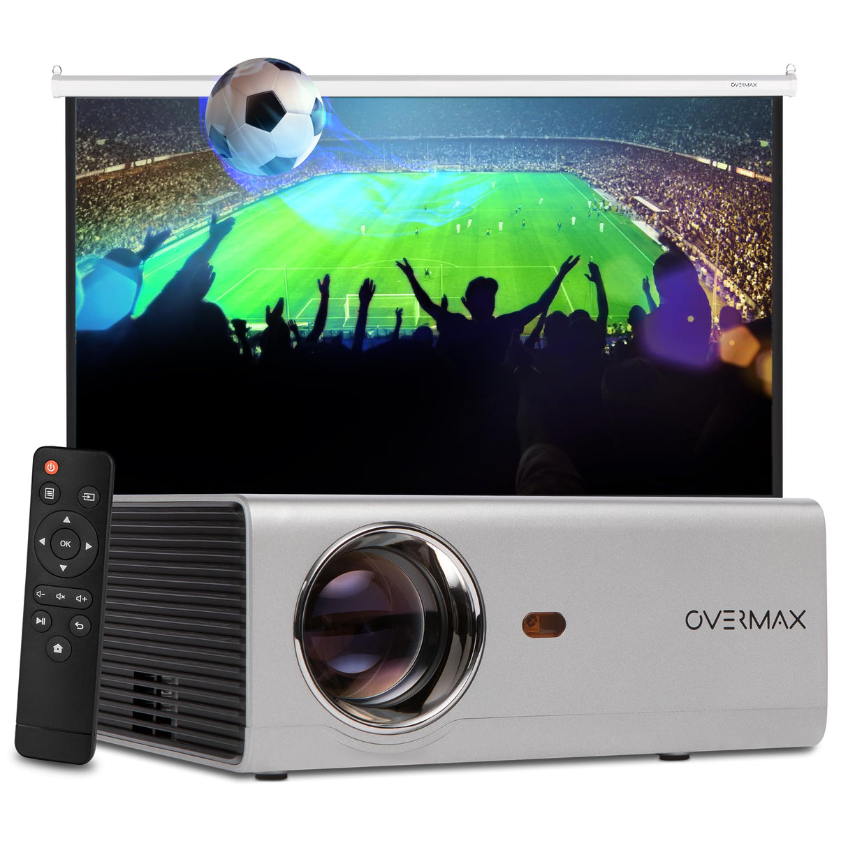 OVERMAX Proyector Multipic 3.5 Full HD LED proyector WiFi Proyector Home Cinema Proyector Incorporado Youtube Altavoz con subwoofer HDMI USB D-Sub Mando a Distancia tamaño Compacto