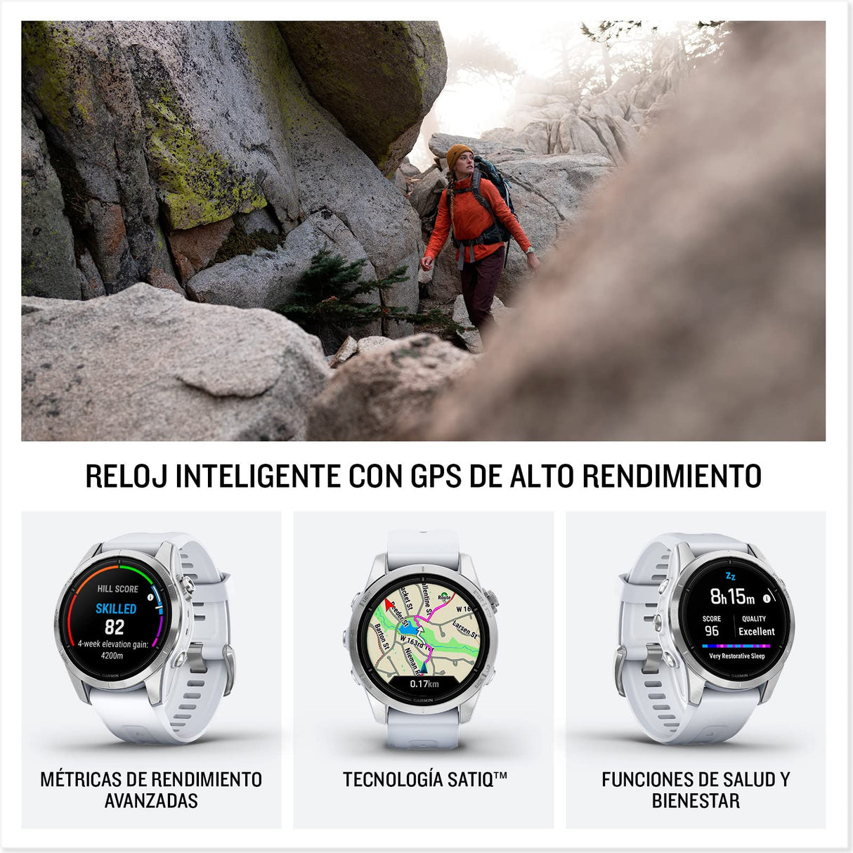 Garmin Epix (Gen 2) Pro 42mm - Reloj de alto rendimiento GPS multideporte con Pantalla táctil AMOLED, Linterna LED, Frecuencia cardíaca, Mapas y hasta 10 días de autonomía, Plateado