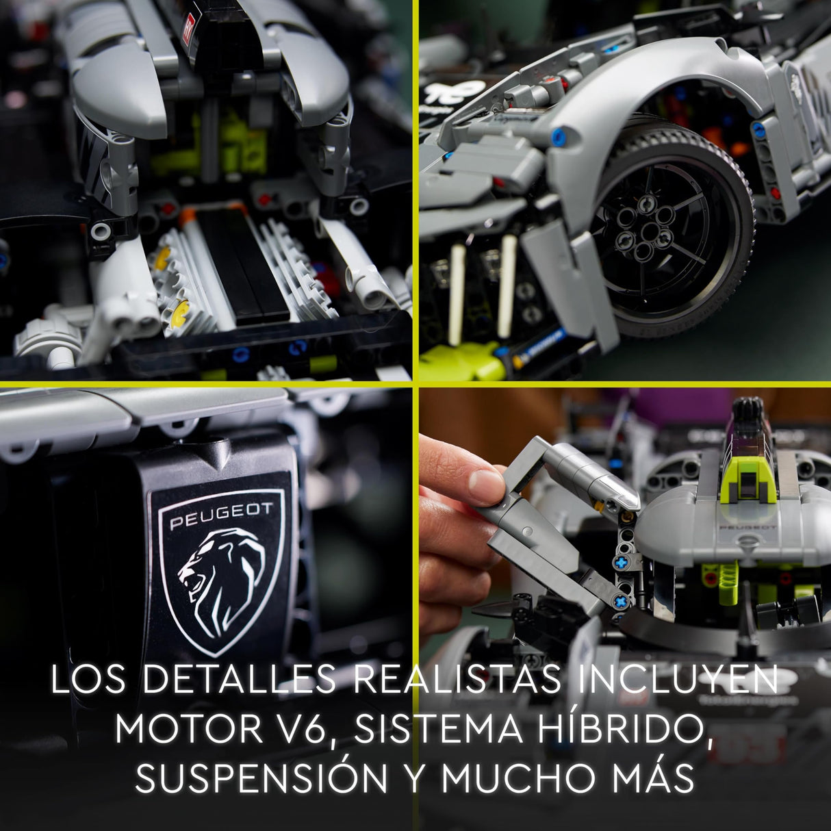 LEGO Technic Peugeot 9X8 24H Le Mans Hybrid Hypercar, Maqueta para Adultos de Coche de Carreras a Escala 1:10 Coleccionable, Deportes de Motor, Regalo para Hombres y Mujeres 42156