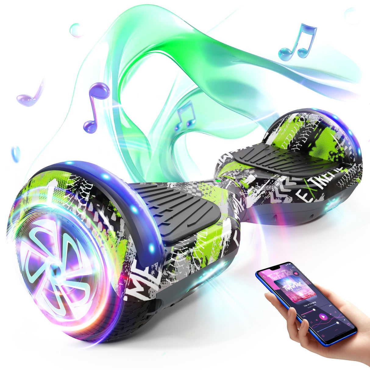 SISIGAD Hoverboard auto-équilibrant, Bluetooth et lumières LED colorées, cadeaux pour enfants