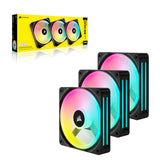 Corsair iCUE Link QX120 RGB 120mm de Cúpula Magnética Ventiladores de Triple Kit de Inicio con Concentrador de Sistema iCUE Link - Negro