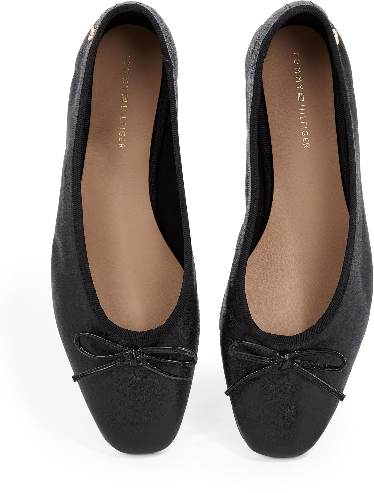 Tommy Hilfiger Bailarinas Mujer Soft Leather con Lazo, Negro (Black), 38
