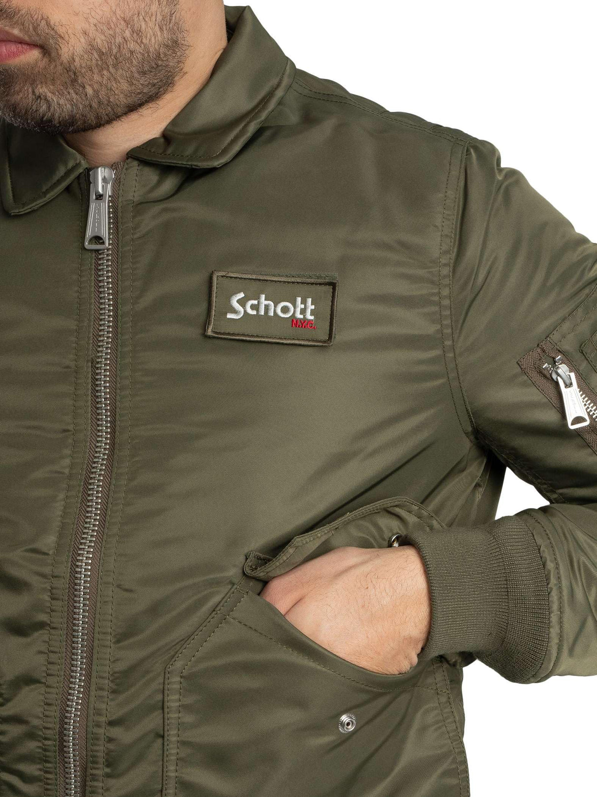 Schott NYC 210100RS, Chaqueta para Hombre, Kaki Del Ejército, M