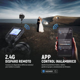 NEEWER Q6 600Ws 2,4G TTL Flash Estudio Exterior con App Control, 1/1 a 1/512, 1/8000 HSS 3000mAh Foto Luz Strobe Batería,30W Lámpara Modelado LED Bicolor/Flash Potencia Total 400/Reciclaje 0,01-0,9s