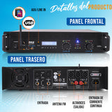 Pyle Amplificador de Sonido, para el hogar, 2000W, Bluetooth, Estereo, Entradas TRS XLR, LCD, 2 Canales, Modo Puente, Ventilador de refrigeracion