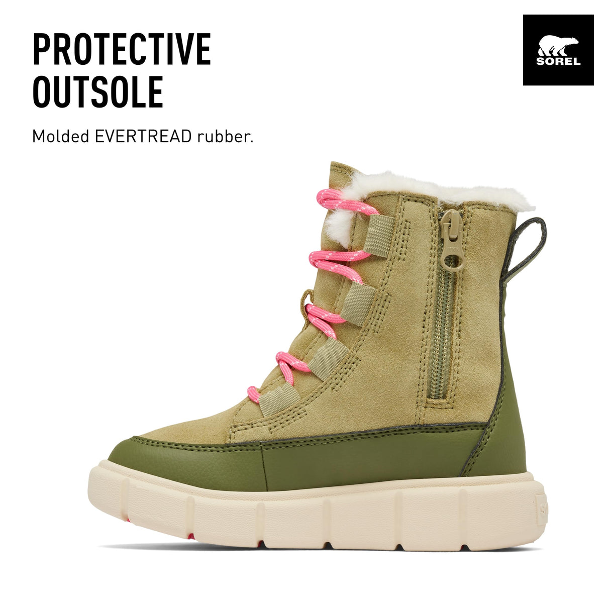 Sorel Explorer 3 Lace WP, Botas de moda, Unisex niños, Savory Bleached Ceramic Toddler, 31 EU