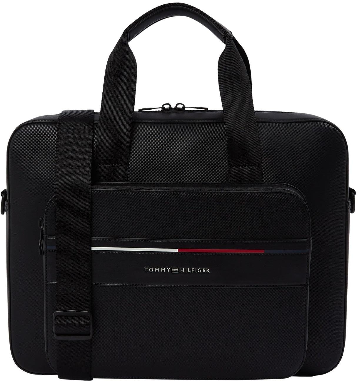 Tommy Hilfiger Maletín para portátil Hombre Foundation con bolsillo exterior, Negro (Black), Talla Única