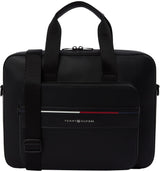 Tommy Hilfiger Maletín para portátil Hombre Foundation con bolsillo exterior, Negro (Black), Talla Única