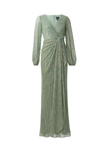 Adrianna Papell Metallic Mesh Draped Gown Vestido para ocasión Especial, Pizarra Verde, 42 para Mujer