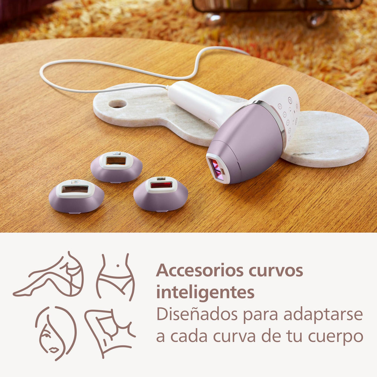 Philips Lumea serie 8000, dispositivo de depilación IPL, alternativa de depilación láser, tecnología SenseIQ, 4 accesorios para el cuerpo, lápiz recortador compacto satén, BRI949/00