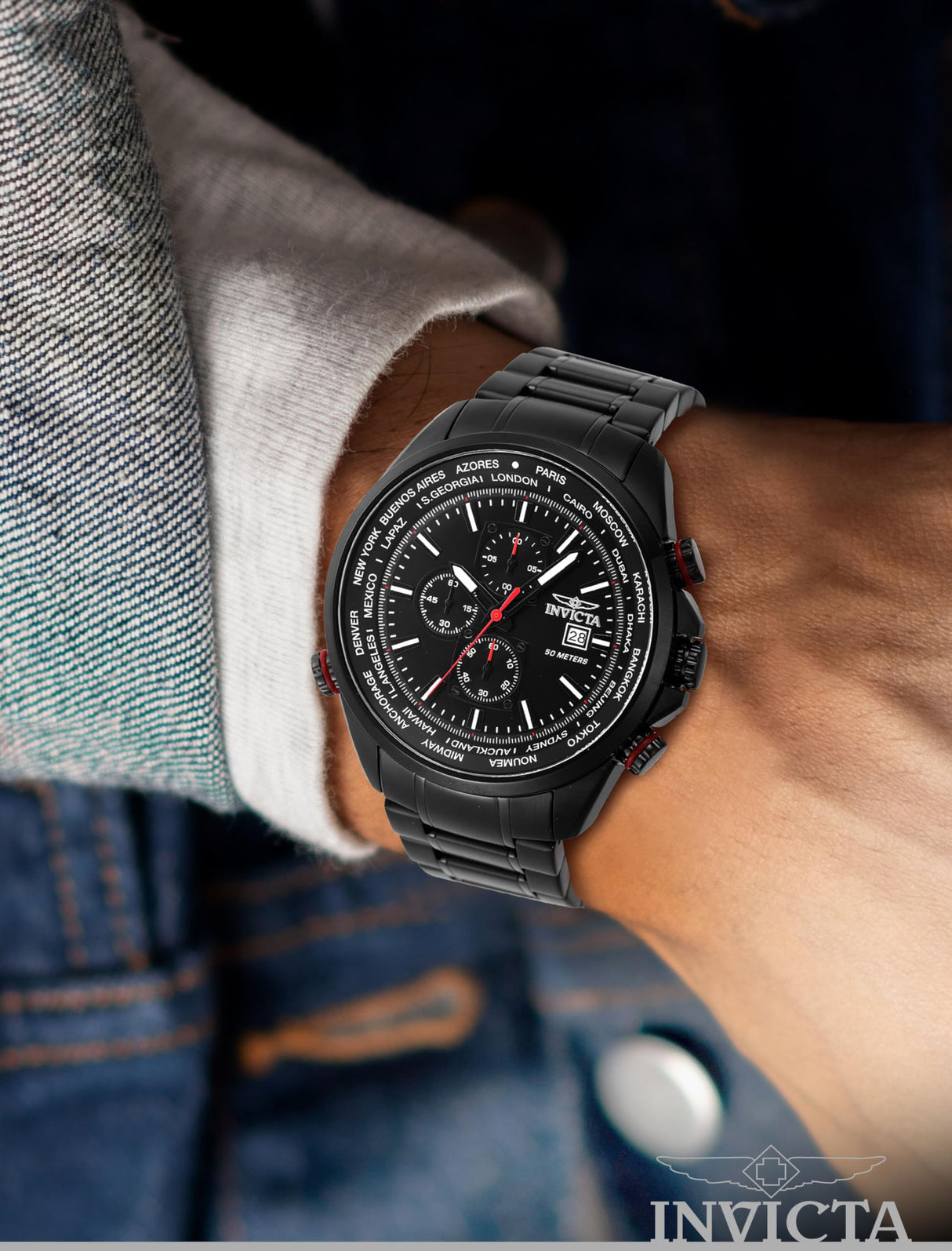 INVICTA Aviator Reloj Cuarzo para Hombre de Acero Inoxidable - 50mm