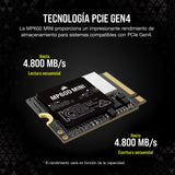 Corsair MP600 Mini 2 TB M.2 NVMe PCIe x4 Gen4 SSD – M.2 2230 – hasta 7.000MB/seg Lectura Secuencial – NAND 3D TLC de Alta Densidad – Ideal para Steam Deck y Microsoft Surface – Negro