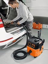 FEIN Dustex 35 L, Aspirador para seco y húmedo de gran potencia con conexión de herramientas eléctricas para el uso en taller y obra con cable con conector 7.5 m,