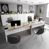Habitdesign Mueble Auxiliar Despacho, Armario Estudio, 119x80x32,5 (AltoxAnchoxFondo - en cm), Color Blanco Artik y Roble Canadian, Modelo Office