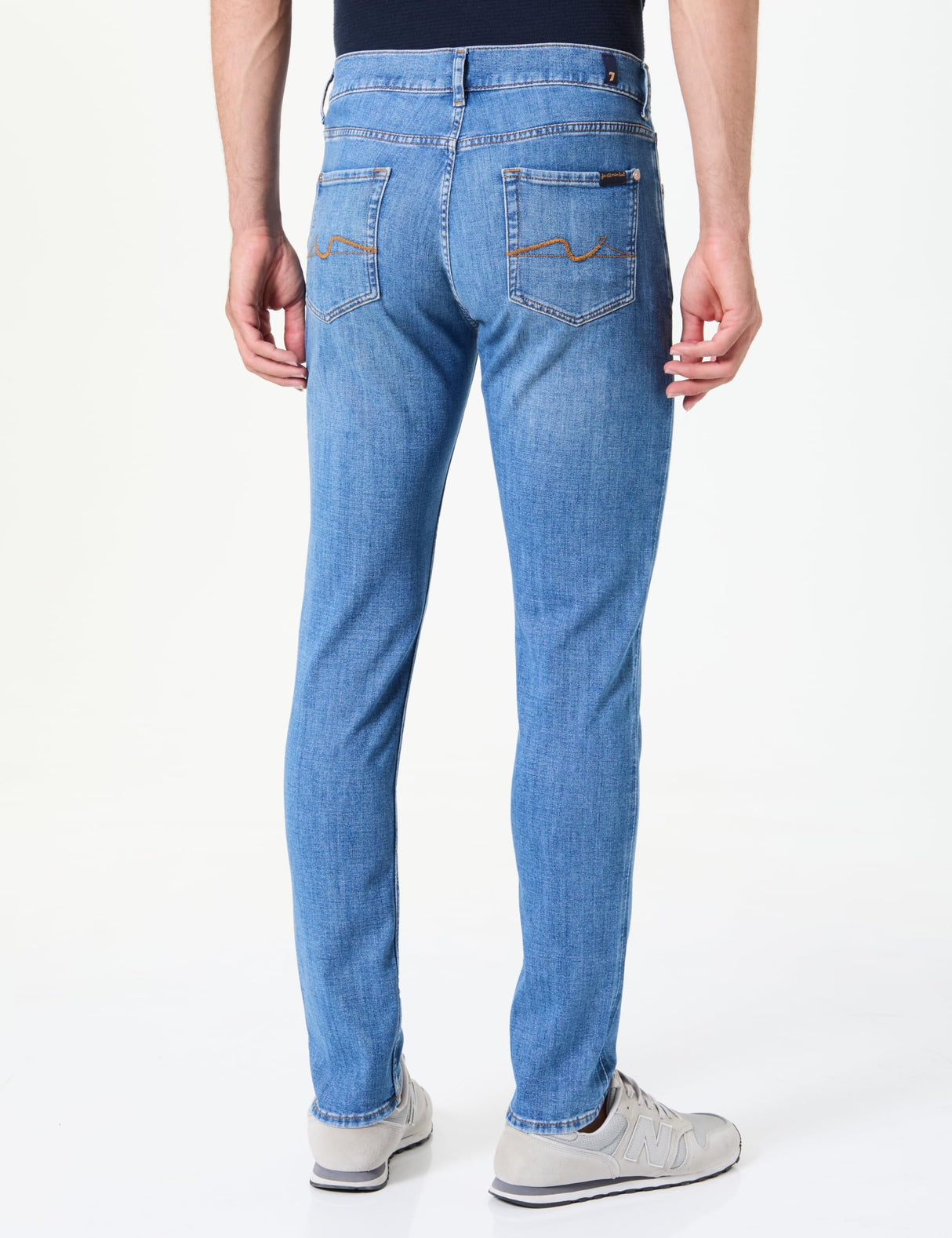 7 For All Mankind Slimmy Tapered Jazz Age Jeans, Mediados Azul, 30 W Hombres