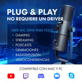 M-Audio Uber Mic - micrófono de condensador USB, para gaming y streaming en PC, podcast, grabaciones, con 4 patrones polares, mute y salida de auriculares