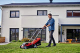 Einhell Cortacésped a batería GE-CM 36/33 Li Kit Power X-Change (36 V, 33 cm ancho de corte, hasta 250 m², 30L bolsa recolectora, 25-65 mm altura de corte, con 2x 2,5 Ah baterías + 2x cargadore)