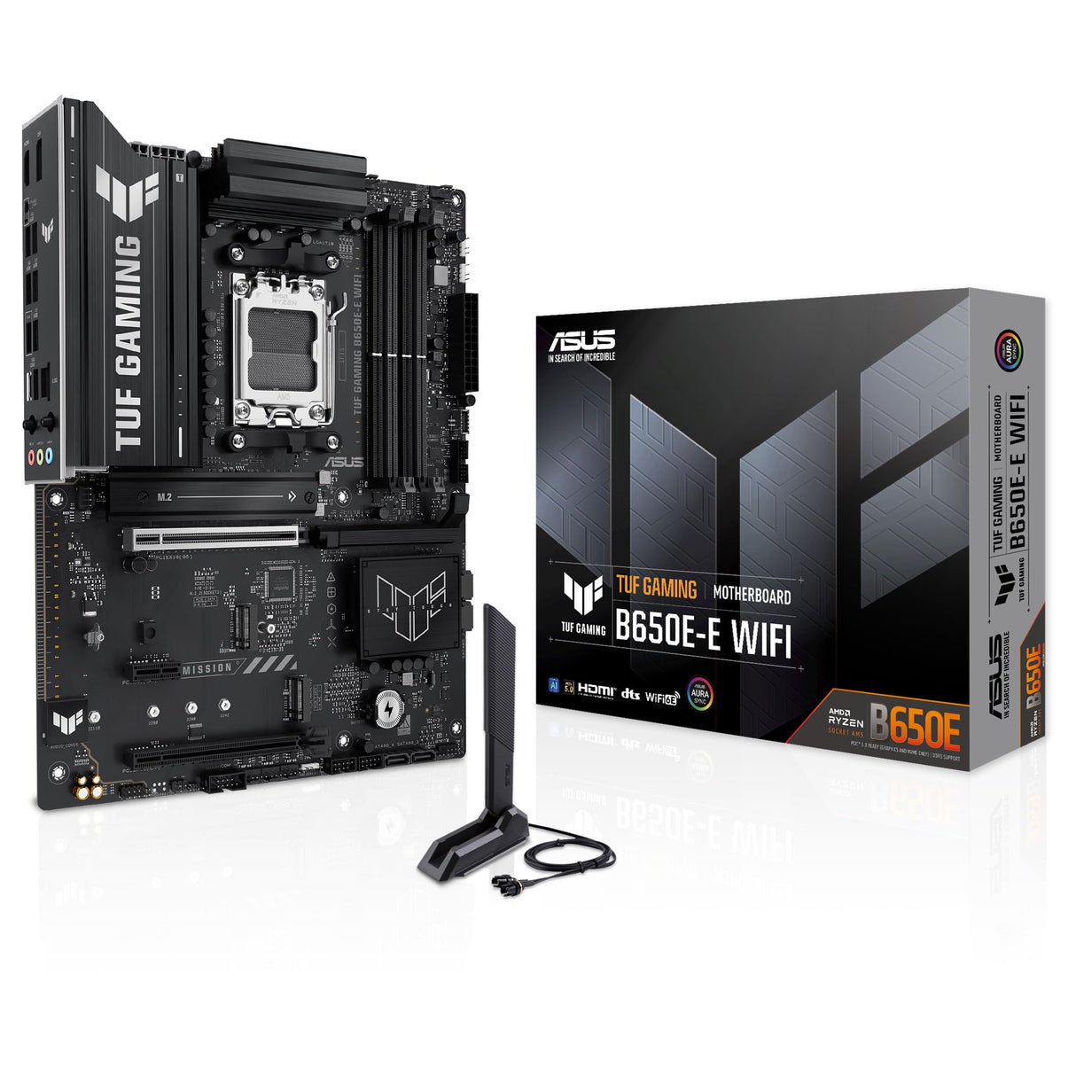 ASUS TUF Gaming B650E-E WiFi - Placa Base AMD B650 ATX, 8+2+1 etapas de Potencia 80A, DDR5, PCIe 5.0, M.2, Wi-Fi 6E, Ethernet 2,5 GB, DisplayPort, HDMI, USB Tipo-C, BIOS Flashback, Aura Sync