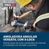 Amoladora angular a batería GWX 18V-11 con Bosch Professional 18V System y X-LOCK (incl. empuñadura auxiliar con control de vibración, cubierta de protección, L-BOXX 136)