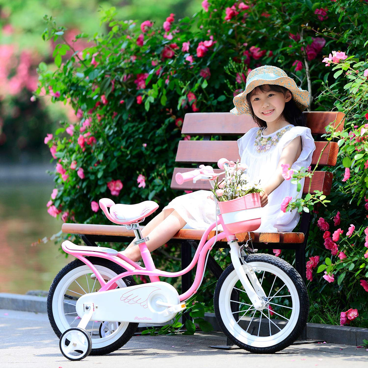 Royal Baby Little Swan Bicicleta Infantil, Unisex-Youth, Rosa, 18 Pulgadas Freno de Mano