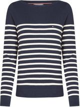 Tommy Hilfiger Jersey de Punto para Mujer, Multicolor (Dark Night Navy/Ivory Petal STP), L
