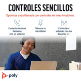 Auricular Poly Blackwire 8225 de primer nivel con cable - Cancelación activa de ruido - Estéreo de alta fidelidad - Se conecta a PC/Mac - Funciona con Teams y Zoom