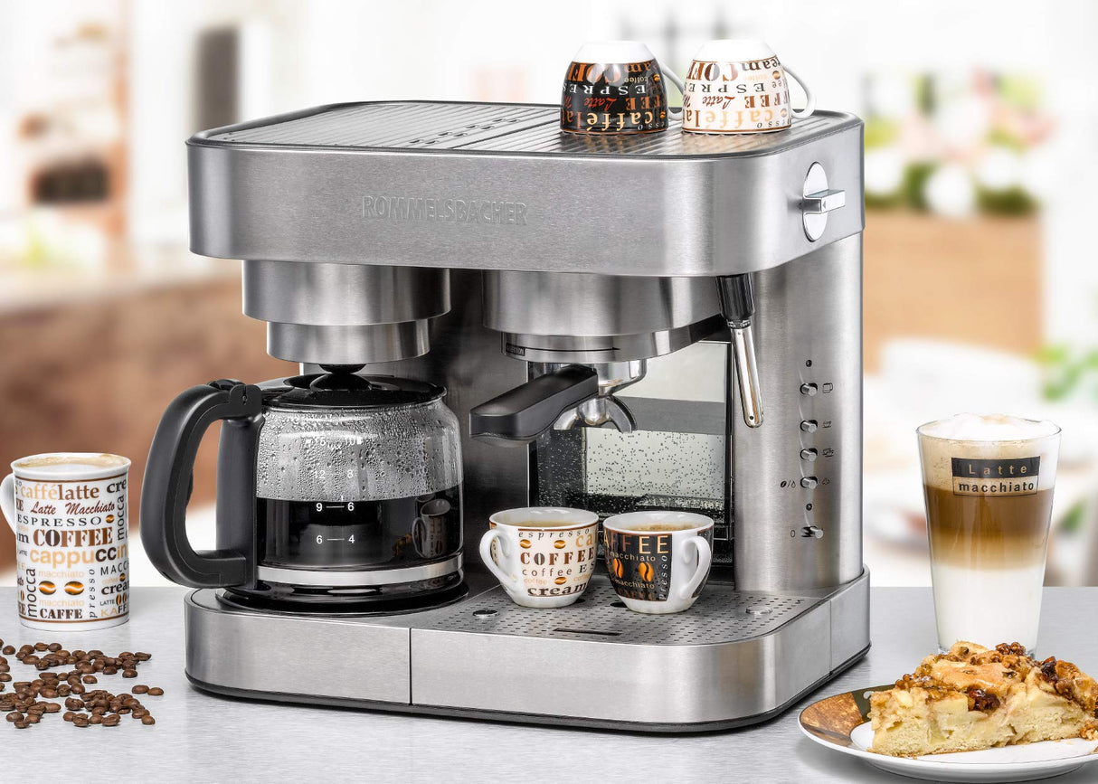 Rommelsbacher EKS 3010 Café/Espresso Centro, 10 Cups, Acero Inoxidable