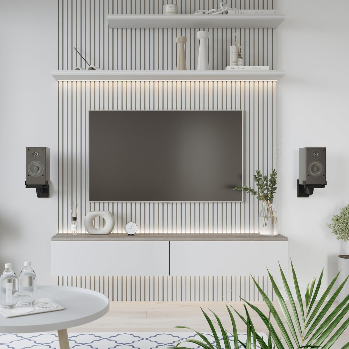 RICOO Soporte Altavoz para Pared (2 Piezas) Giratorio Inclinable Brazo para bafles Wall-Mount Universal LH051-B Negro