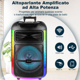 Trevi XFest XF 1400 KB - Altavoz inalámbrico de 100 W, altavoz portátil con micrófono con cable incluido, entradas USB, micro SD, entrada auxiliar y guitarra, función TWS, batería recargable integrada