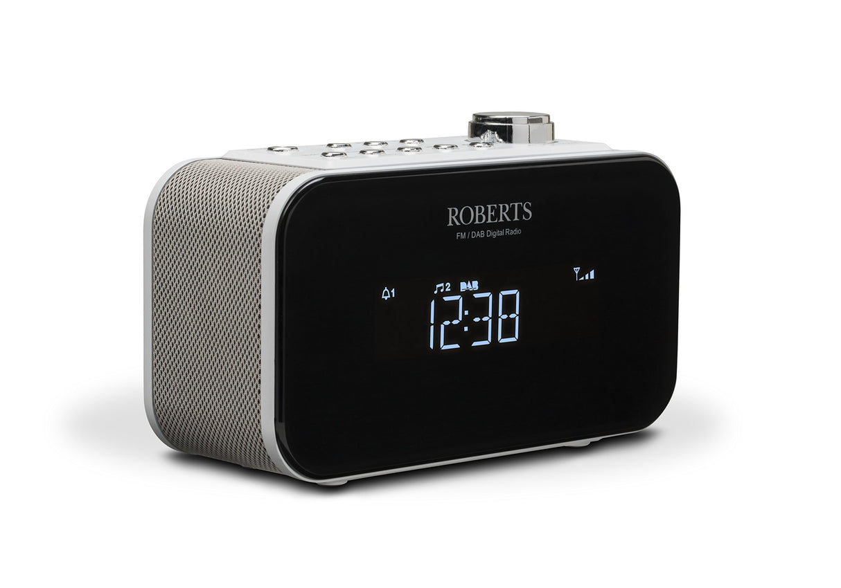Roberts Radio ORTUS2W Dab+/Dab/FM Despertador Radio con Carga USB Smartphone - Blanco