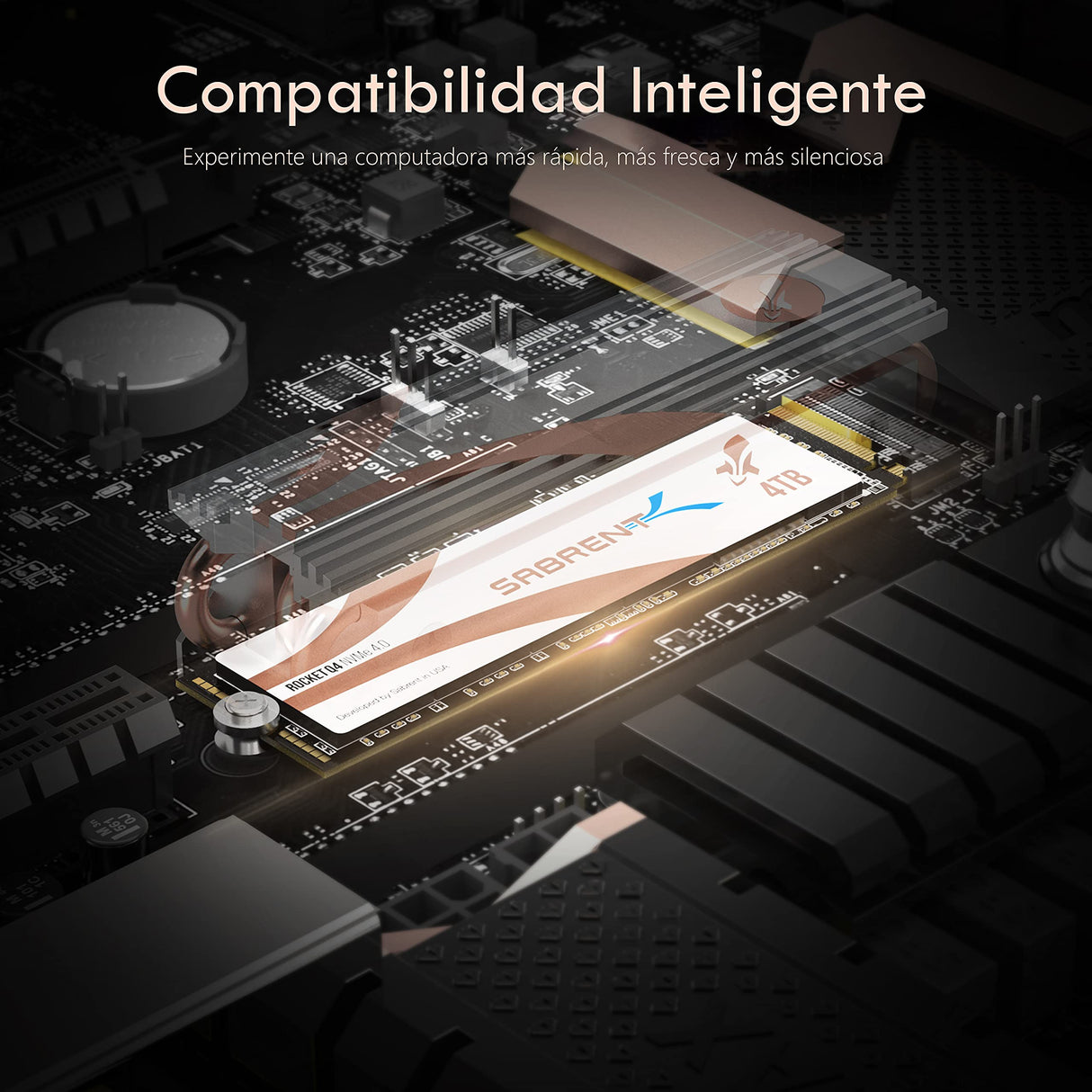 SABRENT SSD 4TB con disipador de calor, M.2 SSD 4TB, NVMe 4TB, PCIe 4.0 M.2 2280, Gen4, Velocidades internas de SSD de hasta 4900 MB/s, Rendimiento extremo, 5 años de garantía (SB-RKTQ4-HTSS-4TB)
