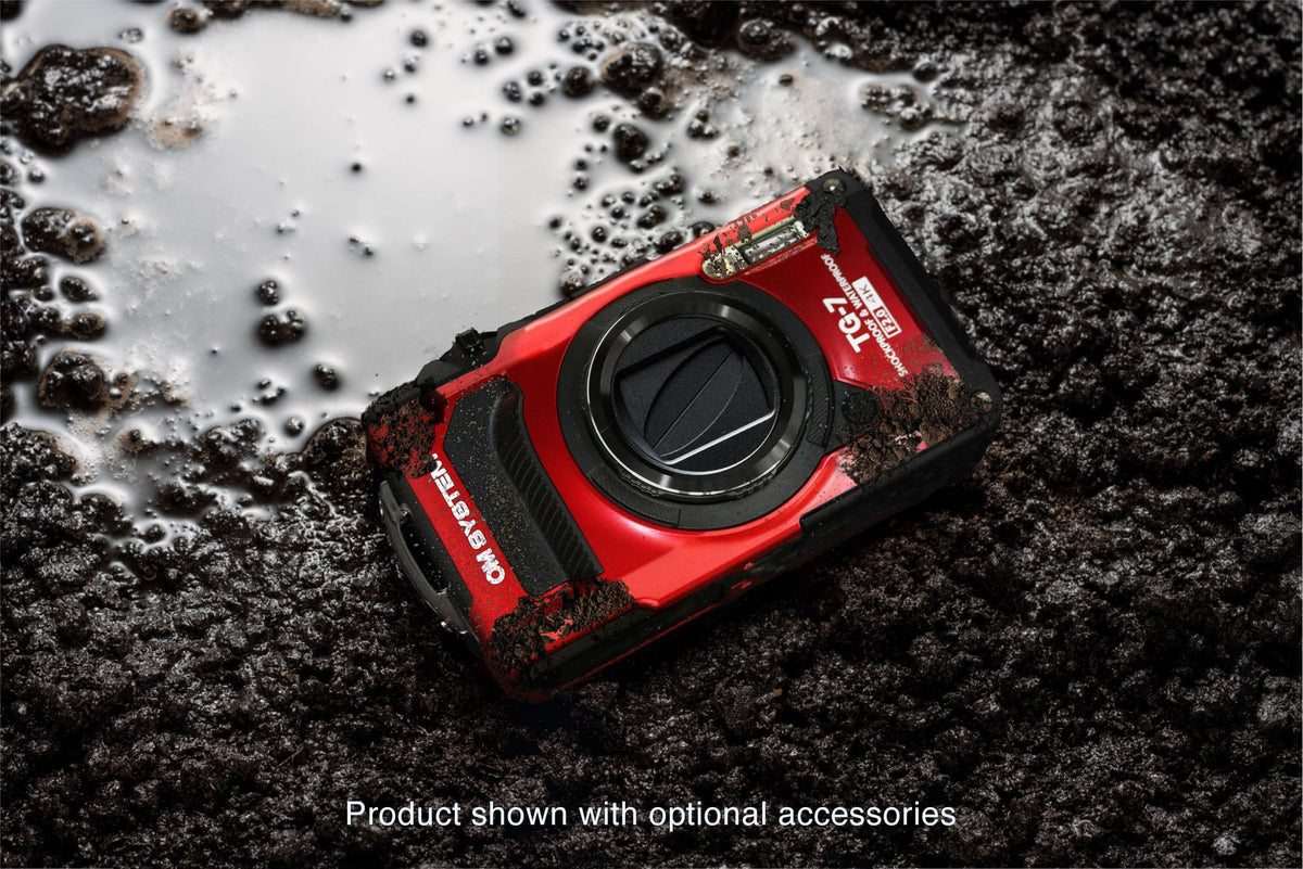 OM System Tough TG-7 Cámara subacuática roja, Impermeable, a Prueba de congelación, Alta resolución Brillante, Video 4K 44x Macro Disparo