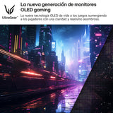 LG 27GS93QE-B - Monitor Ultragear, Monitor OLED, 27 Pulgadas, 2560x1440, 16:9, 0,03 ms, 240 Hz, Clasificación F, G-Sync Compatible y FreeSync Premium Pro, Morado Grisáceo, Negro - Flat