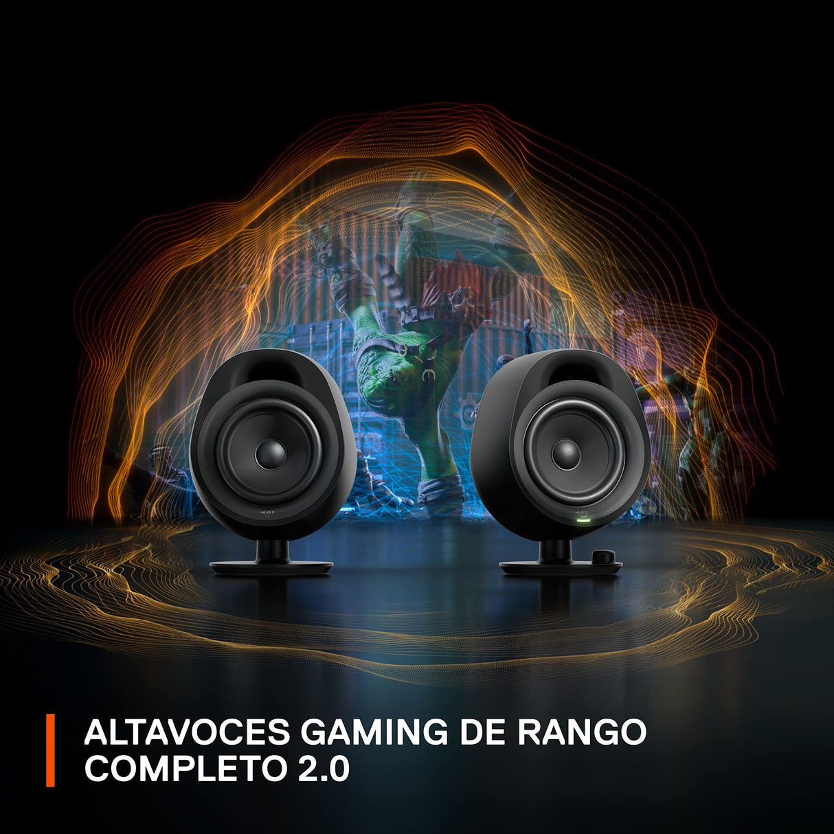 SteelSeries Arena 3 - Altavoces gaming de rango completo 2.0 – Audio inmersivo – Controles de altavoz – Controladores de altavoces 4" – Cableado y Bluetooth – Aux de 3.5mm – PC, Mac, Móvil