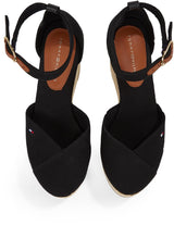 Tommy Hilfiger Alpargatas de cuña Mujer Flag Closed Toe con Correa de Tobillo, Negro (Black), 39