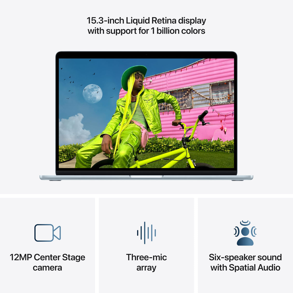 Apple MacBook Air de 15,3 Pulgadas con Chip M5: Pantalla Liquid Retina, CPU de 10 núcleos, GPU de 10 núcleos, 16 GB de Memoria unificada, 512GB de SSD, Wi-Fi 7,Teclado portugués; Azul Cielo