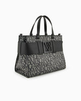Armani Exchange Bolso Grande con Logotipo de Satchel Tote Bag, Big Mujeres, Beige/Black, Einheitsgröße