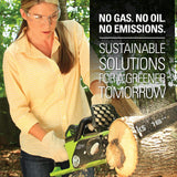 Greenworks Motosierra de batería GD40CS40 (Li-Ion 40V 11 m/s velocidad cadena 40cm longitud de espada 180ml volumen del depósito de aceite potente motor brushless sin batería y cargador)