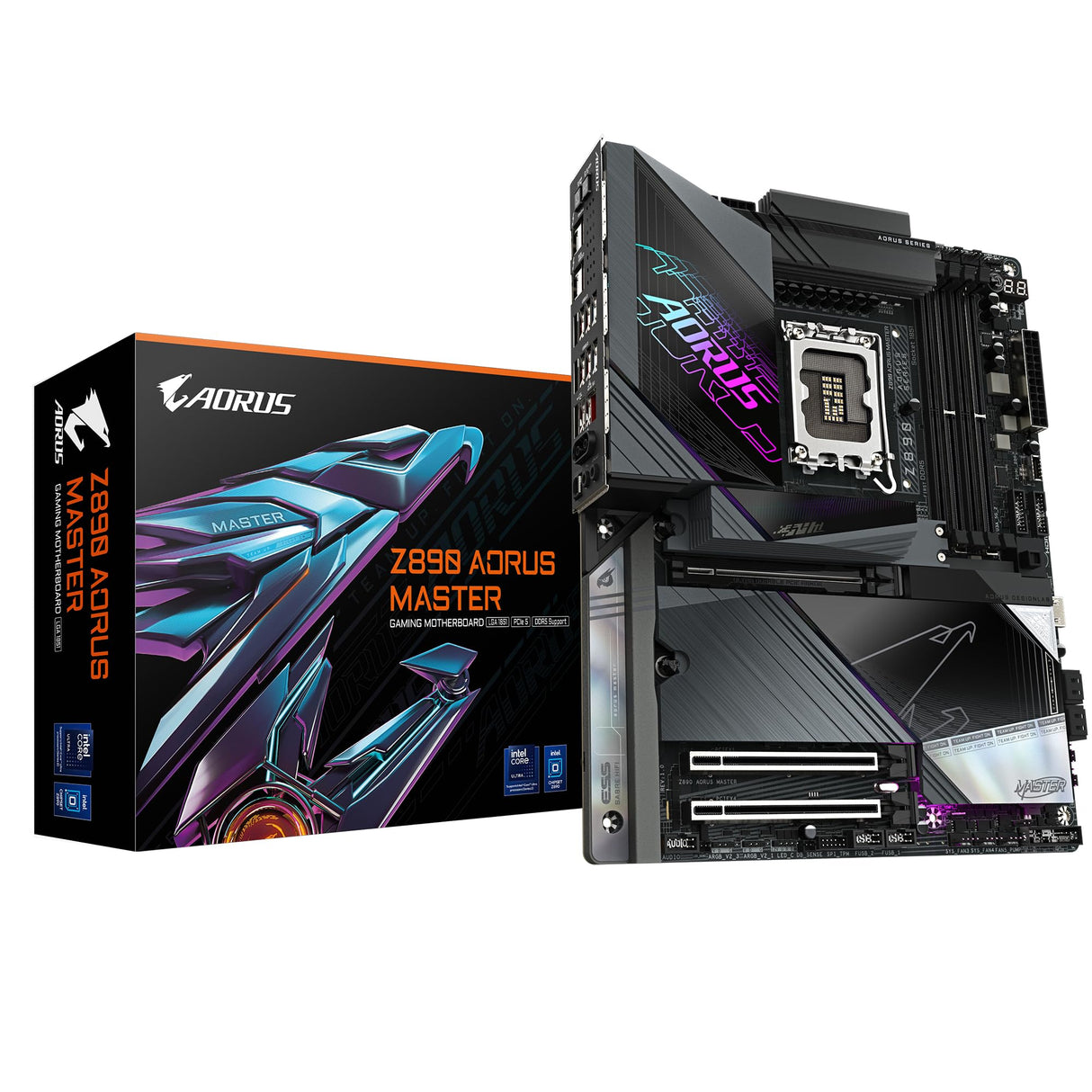 GIGABYTE Placa Base Z890 AORUS Master - Compatible con procesadores Intel Core Ultra (Serie 2), 18+1+2 Fases VRM, hasta 9500MHz DDR5 (OC), 2xPCIe 5.0 + 3xPCIe 4.0, Wi-Fi 7, LAN 10GbE, Thunderbolt 4