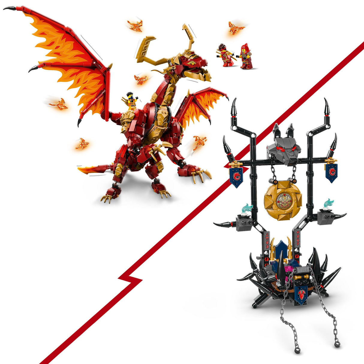 Lego Ninjago Dragón Fuente del Movimiento de Juguete, Juego Ninja de Aventuras y Lucha con 6 Minifiguras Inc. Kai y Espada Catana, Regalo de Cumpleaños para Niños y Niñas de 12 Años o Más 71822
